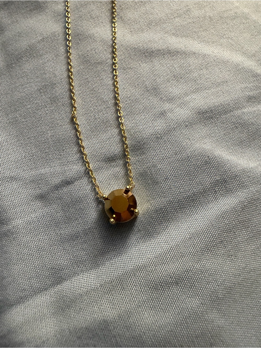Parklane Gold Tone Round Amber Crystal Pendant Necklace